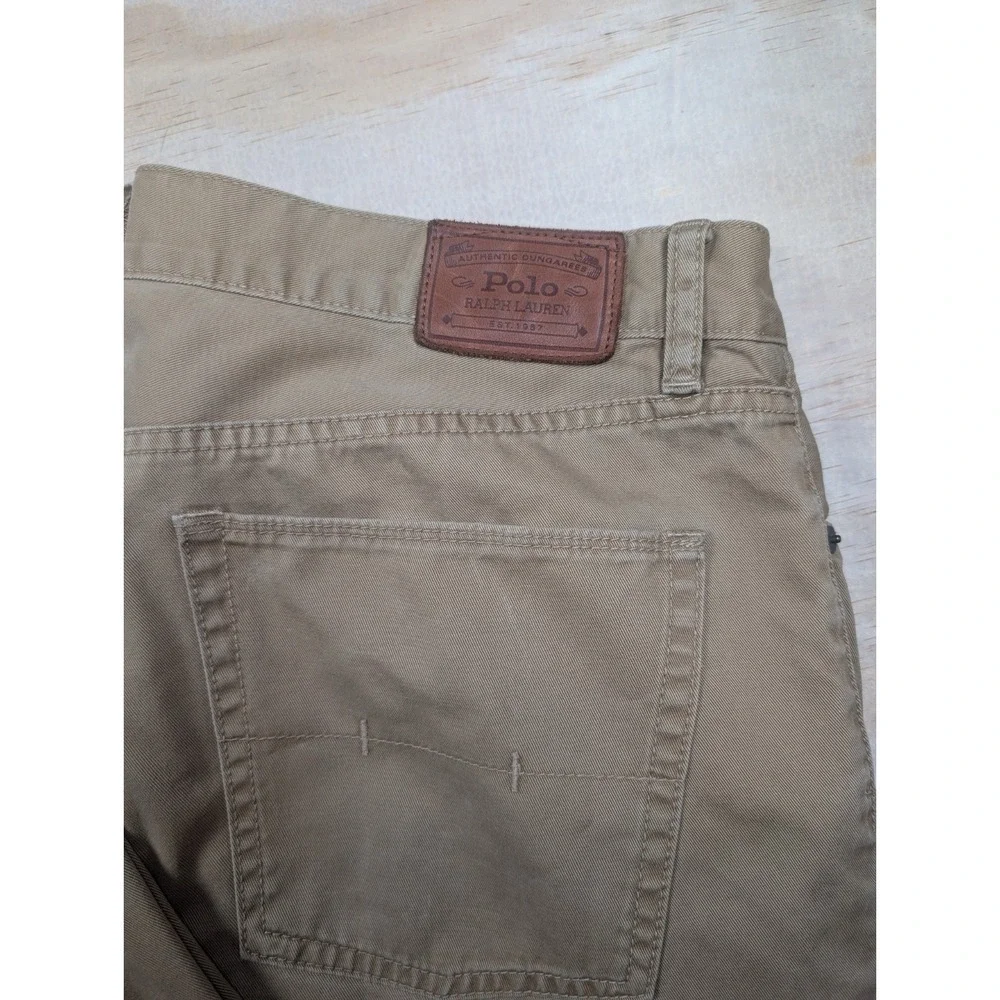 Men's Polo Ralph Lauren Tan Chino Causal Pants Size 36/34 Embroidered RL Pocket